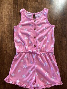 Sweet Butterfly Pink Star Romper for Girls Size Large (6x) EUC!